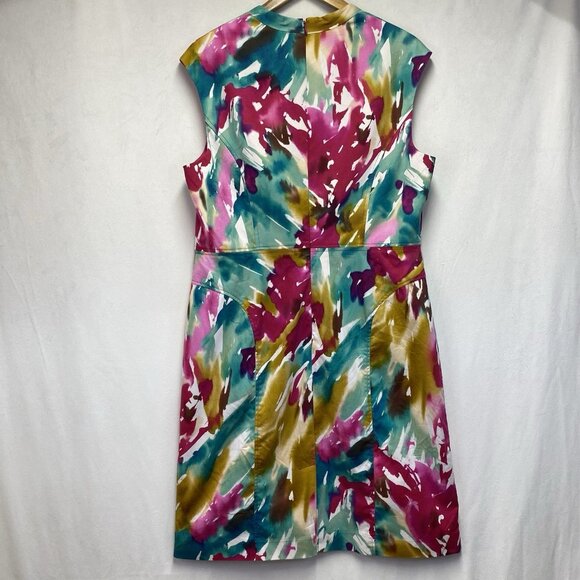 Adrianna Papell Cap Sleeve Square Neck Sheath Dress Women Size 16 Multicolor - Picture 2 of 15